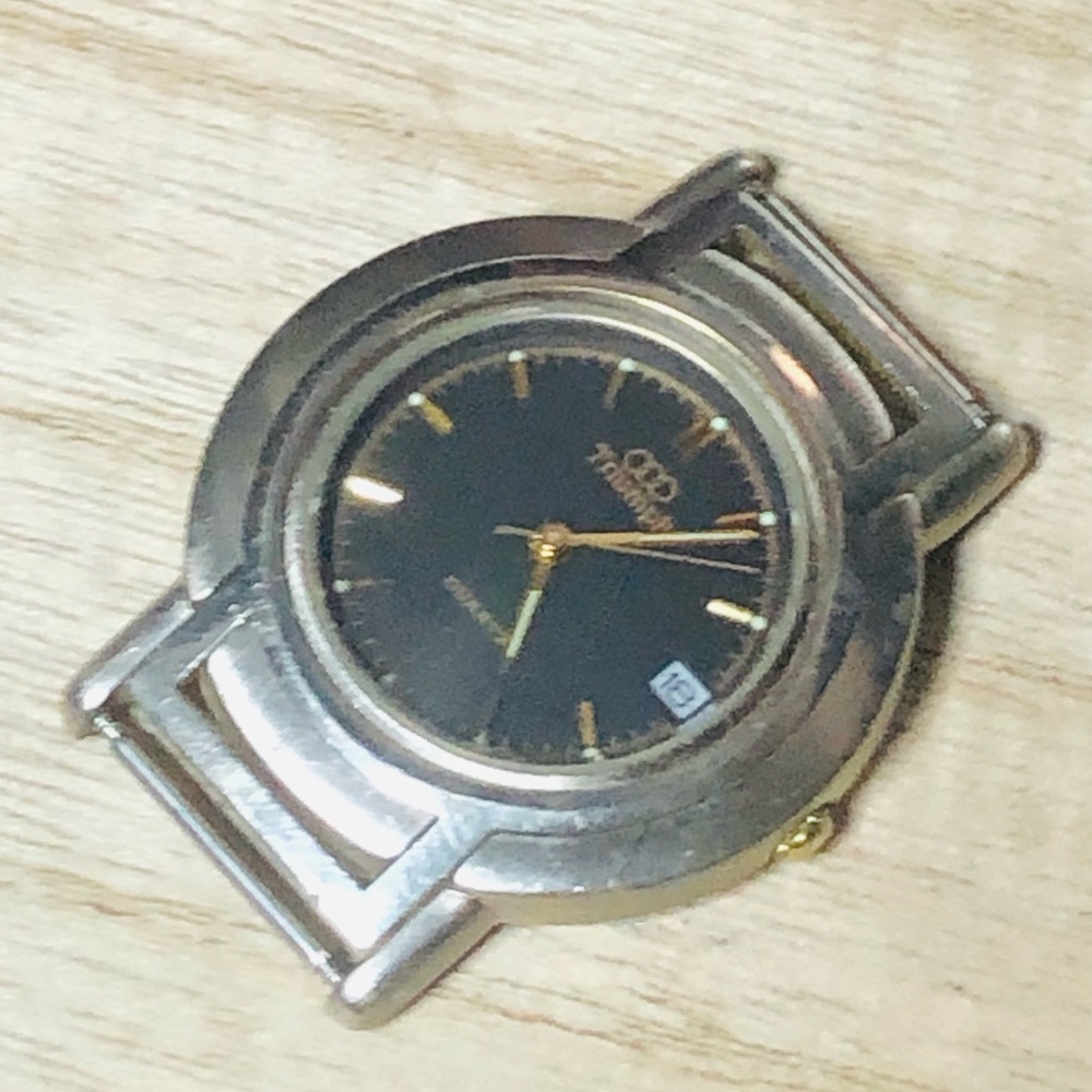 Gold Tone Black Dial Dress Watch